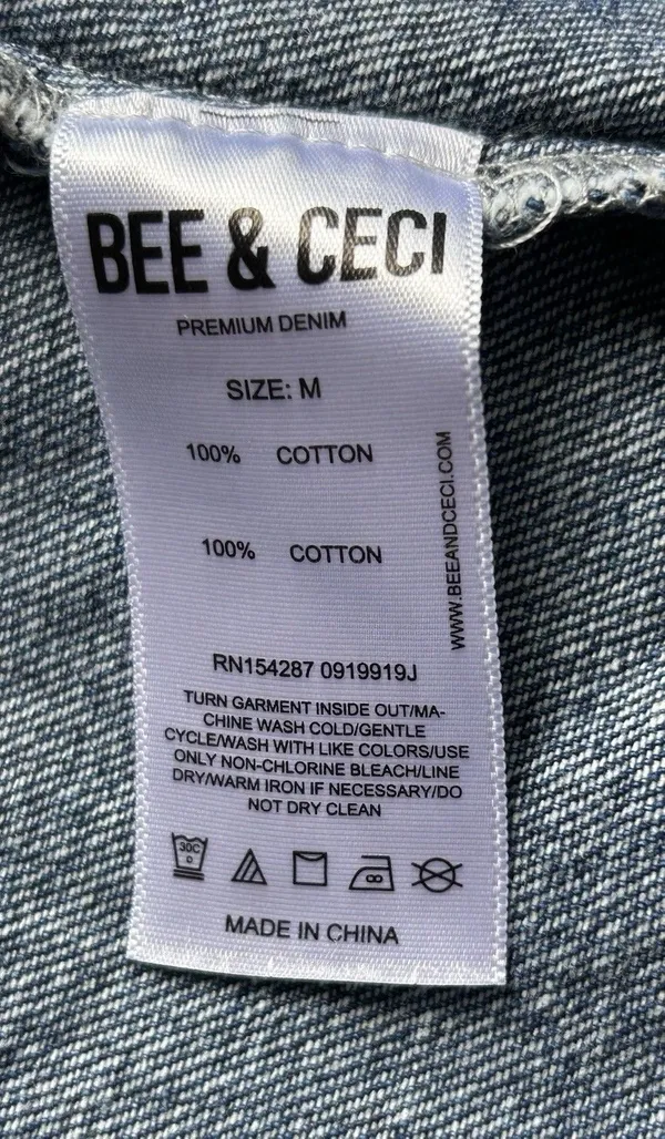 BEE & CECI Women’s Premium Denim Jacket Blue Jeans Trucker Coat Medium M Classic - Image 6