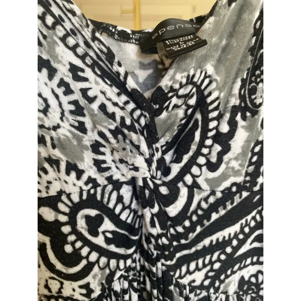 Spense Paisley Maxi Dress Black White Quiet Luxury Boho Resort Coastal Vaca Chic - Image 5