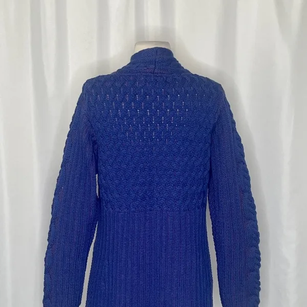 ARANCRAFTS Aran Crafts Merino Wool Purple Blue Cardigan Sweater Ireland Small - Image 7