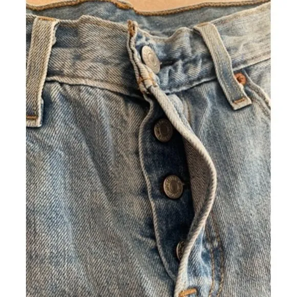 Levi's 501 Denim Shorts Womens 25 Blue High Rise Distressed Frayed Boho‎ Summer - Image 7