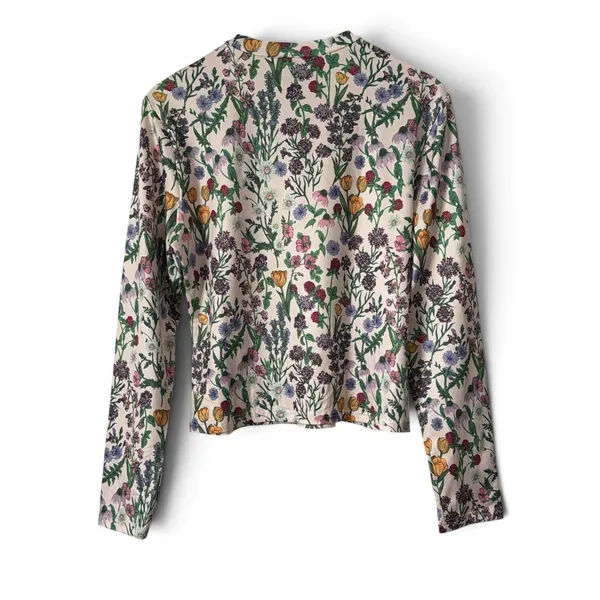 Cider Women Cream Wildflower Botanical Print Mock Neck Long Sleeve Top XL NEW - Image 8