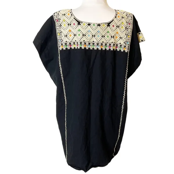 Anthropologie Valiante Panay Embroidered Caftan‎ Black Size Medium - Image 2