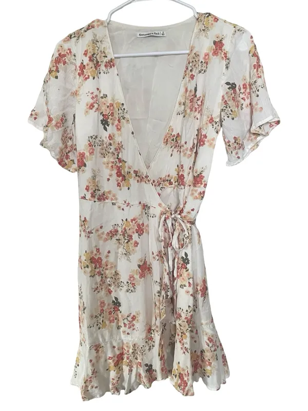 Abercrombie & Fitch Floral Flutter Sleeve Wrap Mini Dress Small Cottagecore - Image 2