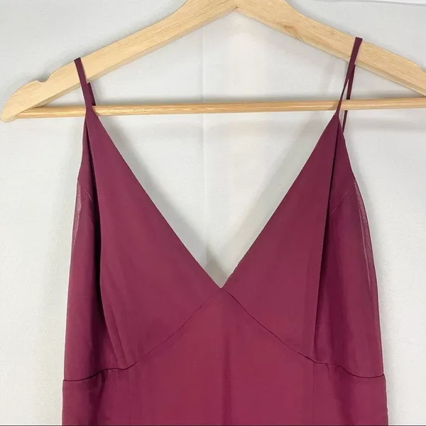 Lulu's Burgundy Wine Red‎ V-Neck Chiffon Maxi Dress S - Image 3