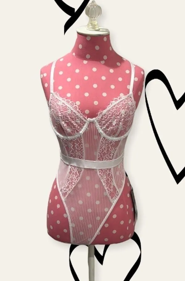 PRETTY LITTLE THING white lingerie bodysuit size small - Image 2