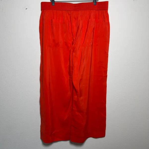 Cabi Women Campground Crop Pants Large Red Wide Leg Pull On Elastic Waist 6609 - Image 6