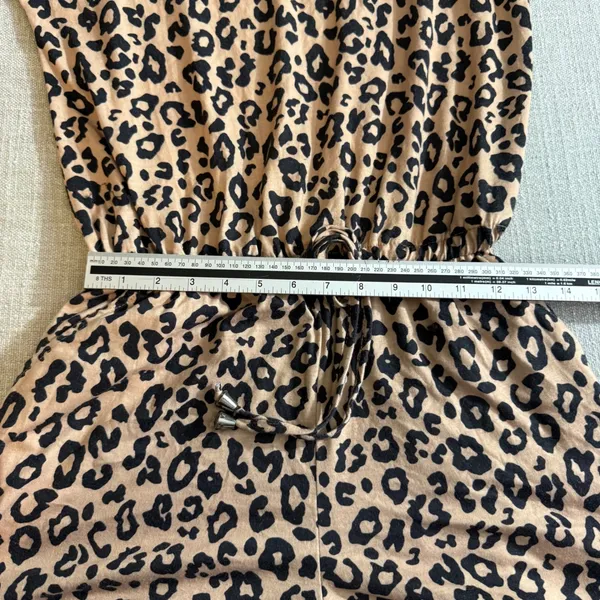 Leopard Print Romper Women Medium Brown Tan Animal‎ Print Short Sleeve Jumpsuit - Image 4