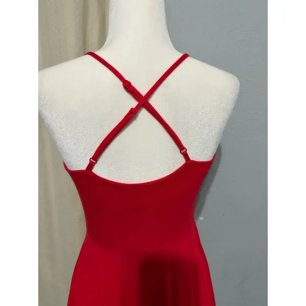 Forever 21 Red Skater Dress Small V-Neck Crisscross Back Mini Small Y2K Romantic - Image 12