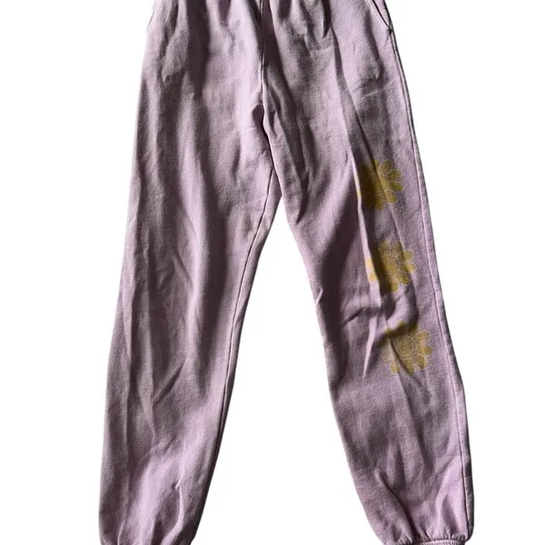 Y2K Sweatpants Billabong Smiley Daisy Dusty Pink Surf Skate Joggers Medium - Image 6