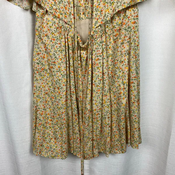 Free People Cream&Orange Floral Print Florence Smocked Mini Dress Sz.L - Image 13