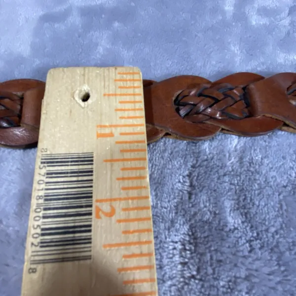 VTG Women's Braided Belt Small Brown Genuine Leather Chain Style Brass Buckle‎ - Image 7
