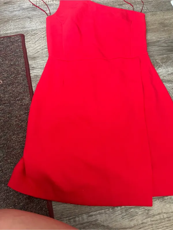 French connection Red One-Shoulder Spaghetti Strap Dress - Image 7