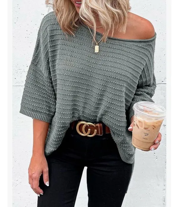 NEW~ 3/4 Sleeve Loose Tunic Tops Lightweight Knit Pullover Sweater 2X - Image 5