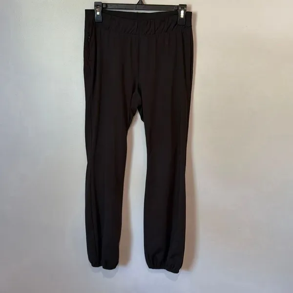Free People Movement Black Mid-Rise Joggers Zip Pockets Women’s Large #1000 - Image 2