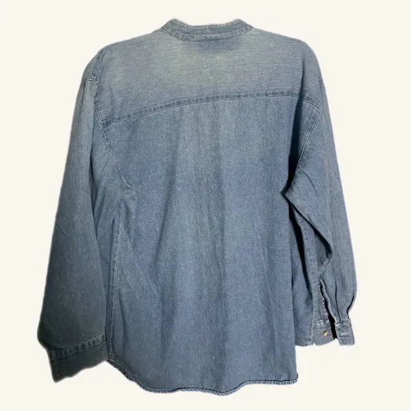 Denim‎ Button-Up Shirt New Frontier Cotton Size Large parent trap 90s - Image 6