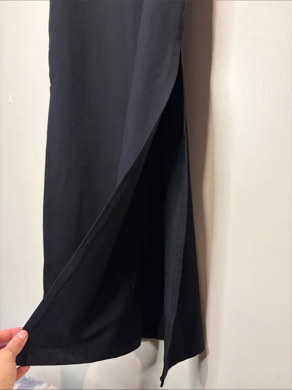 Vintage Bebe Moda 2 Deep Side Slits Maxi Gown Black Blue Size S Made in USA 90s - Image 4
