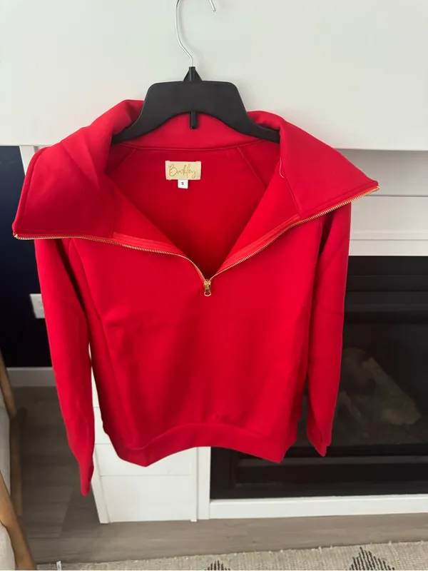 The Buckley Cloud Set 2.0 Wide Leg Bottoms & Pullover Set Small New Red - Image 3
