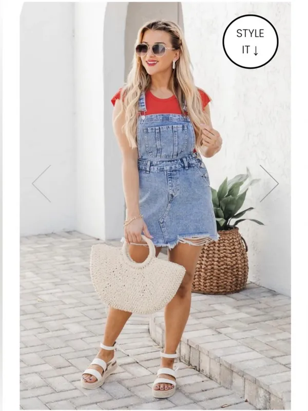 Pink Lily Overall Denim Dress - Image 4