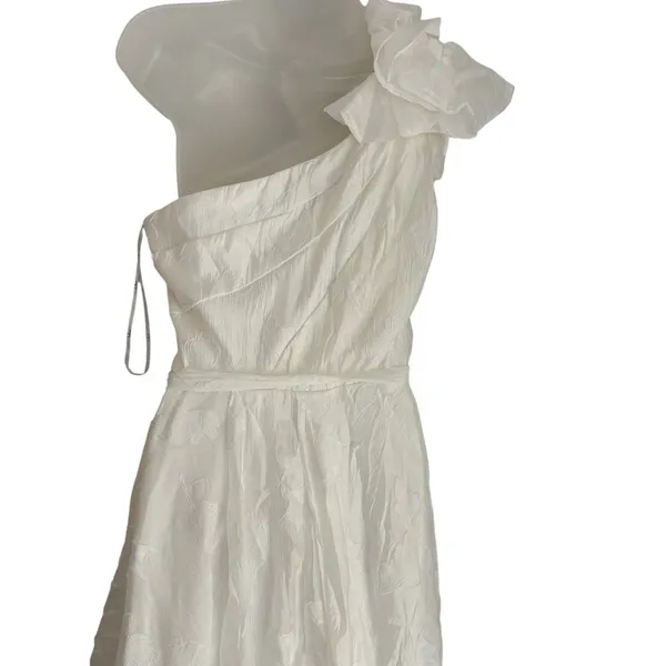 Lulu’s Sweet Definition White Burnout Ruffle One Shoulder Midi Dress Bridal - Image 7