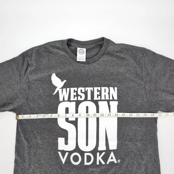 Western Son Vodka Logo Grey Gray Unisex Crewneck T-Shirt Tee Top - Size M - NWOT - Image 8