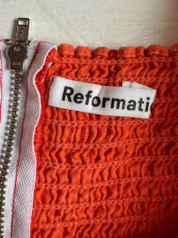 Reformation Zula Linen Mini Dress in Orange 12 - Image 4