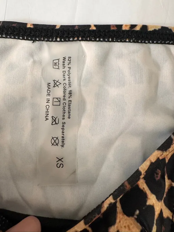 Leopard Print Bikini Bottom Cheeky Tie Side Swimwear Womens XS Brown Black - Image 2