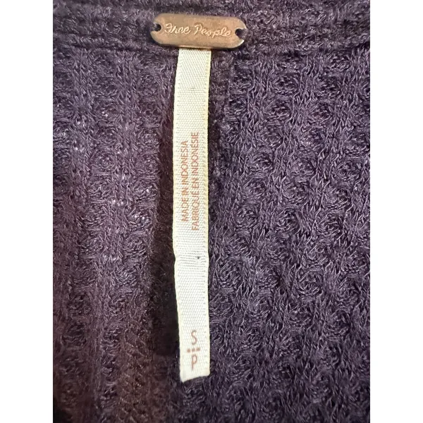 Free People Women Purple Waffle Knit Thermal Tunic Scoop Neck Long Sleeve Small‎ - Image 5