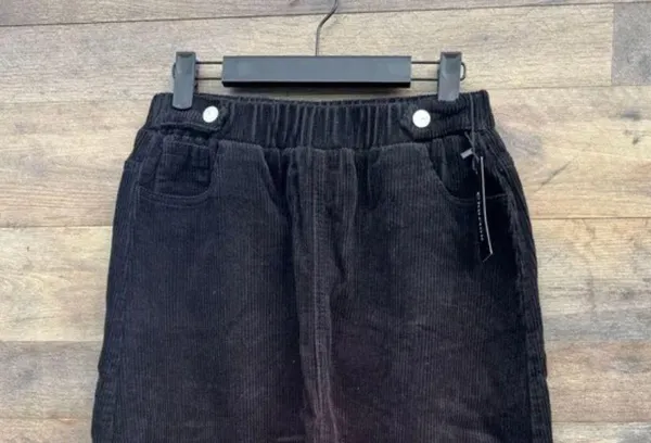 NWT Chartou Collection Sz 8 Black Corduroy Skirt Pull On Elastic Waist - Image 4