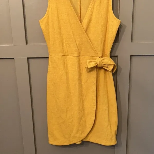 Madewell Crosshatch Side-Tie Dress Texture‎ & Thread Celestial Gold - Image 3