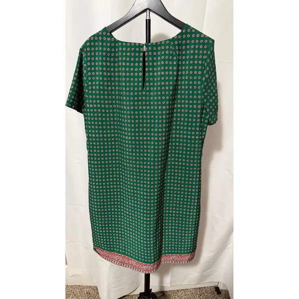 J.Crew Green Geometric Medallion‎ Print Short Sleeve Shift Dress Size 14 103949 - Image 4