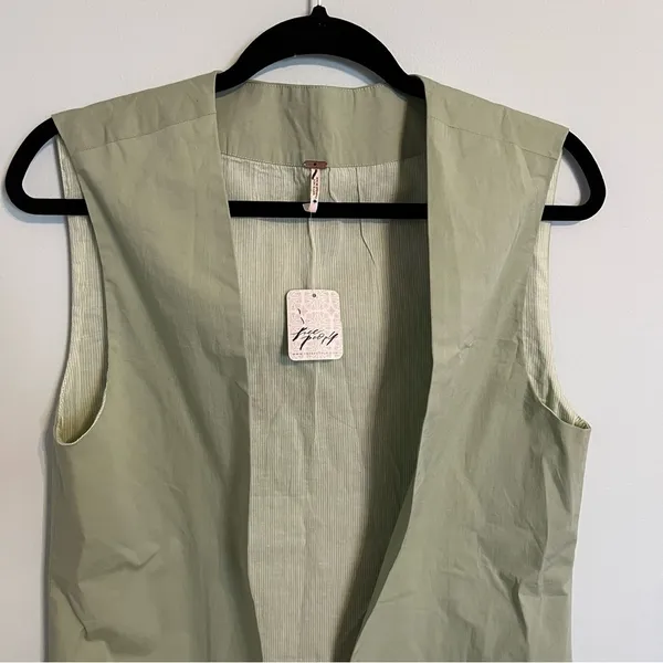 Free People Women Erin Poplin Preppy Vest NWT Medium - Image 2