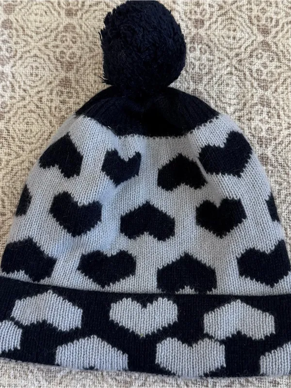 The Cashmere Project Heart Pattern Pom Pom Beanie - Image 2