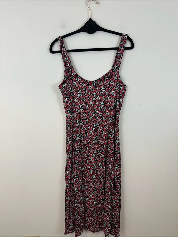 Zara Floral Midi Dress with Slit Satin Material Size Large Women's - Image 6