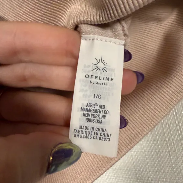 Offline by Aerie OG Groove Crop Top Tee in Neutral Blush Size Large - Image 6