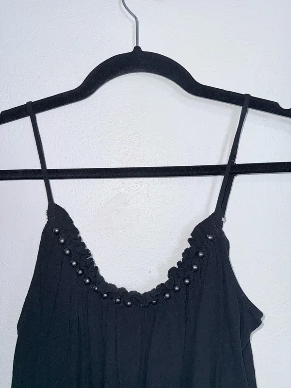 Maurices Studded Gauzy Swing Tank Top Solid Black Cami Boho - Image 2