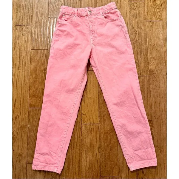 Zara pink high rise mom Jean cotton size 6 - Image 3