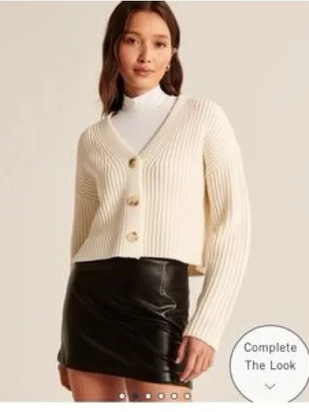 Abercrombie merino wool cardigan sweater ribbed cropped button down knit - Image 4