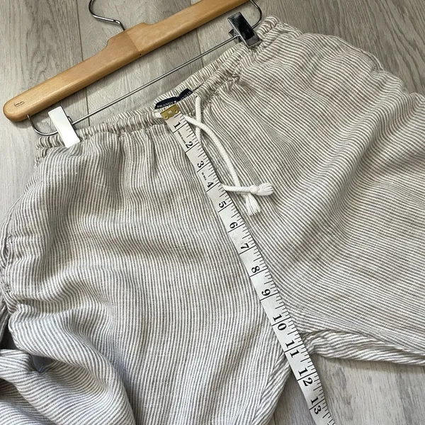 Brandy Melville Pants linen striped pull on womens Beige (one size) beach casual - Image 6