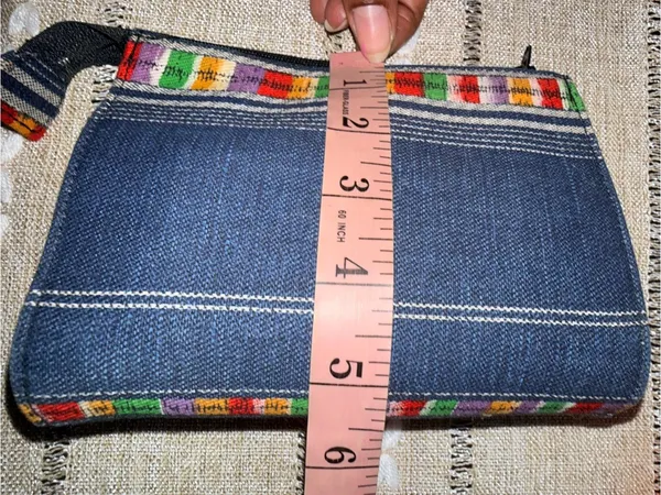 kate spade Navy Striped Canvas Pouch with Multicolor Embroidered Band - Image 4