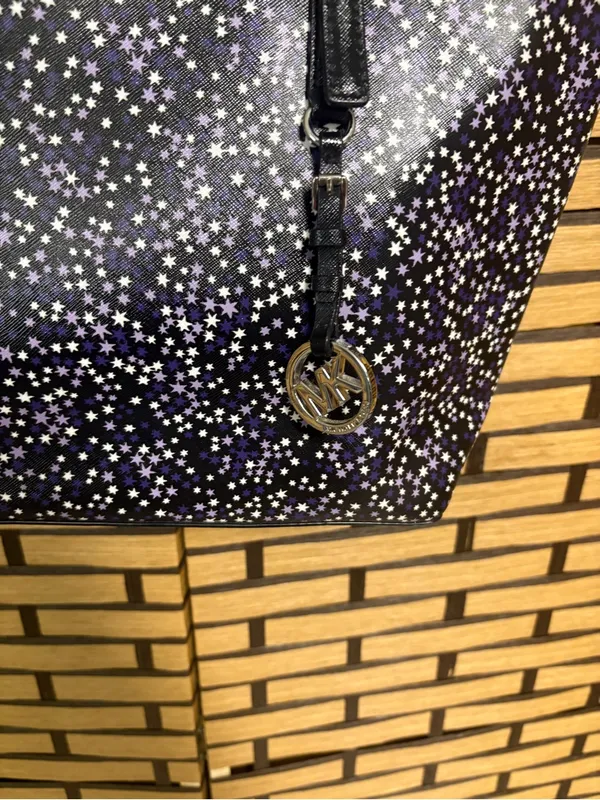 Michael Kors Purple And Black Star Print Tote Bag - Image 4