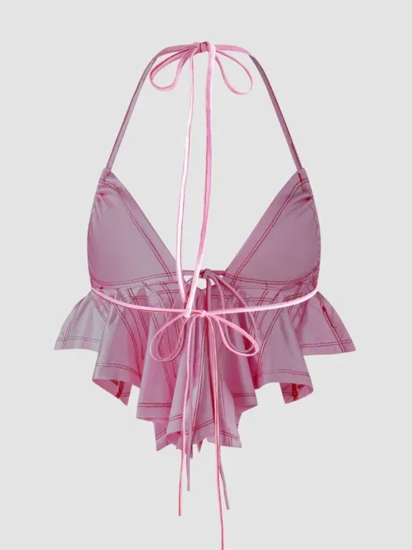 NWT Irregular backless crop top Pink Size M - Image 5