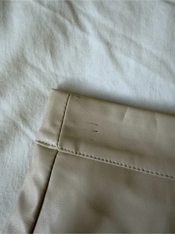 DO+BE Beige Faux Leather Mini Skort with Ruffle Detail - Image 5