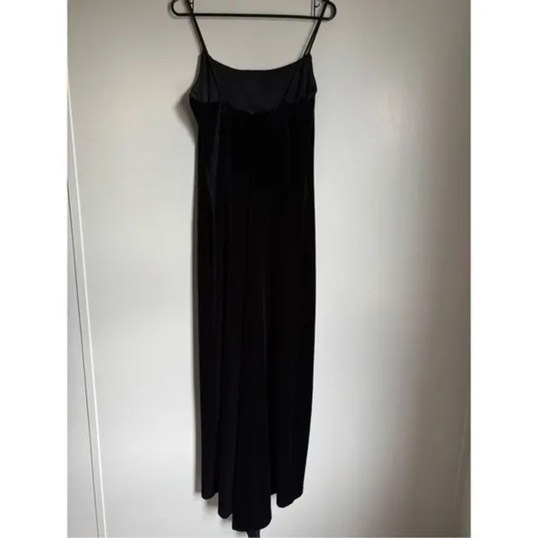 90s Vintage Maurices Sz 9/10 Womens Long Black Velvet Rhinestone Maxi Dress Prom - Image 4
