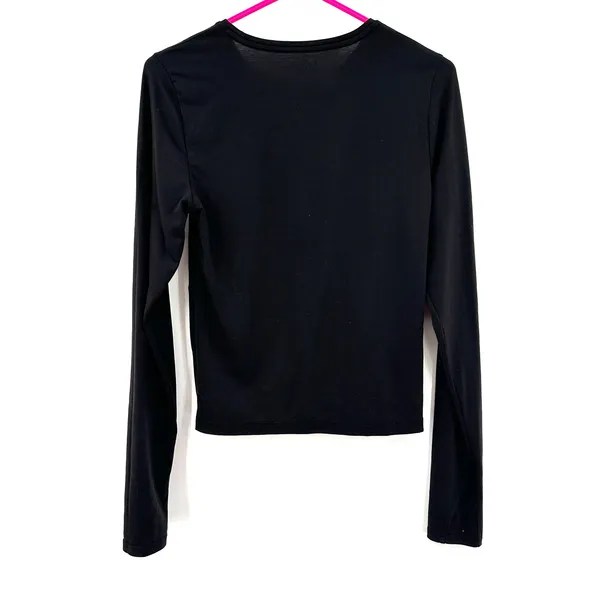 Athleta Size Small Top Black Long Sleeve Cropped Twist Yoga Gym‎ Running Active - Image 2