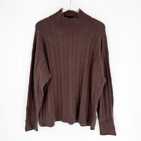 J.Crew Ribbed Mockneck Sweater in‎ Supersoft Yarn Women's 2X Brown Quiet Luxury - Image 2