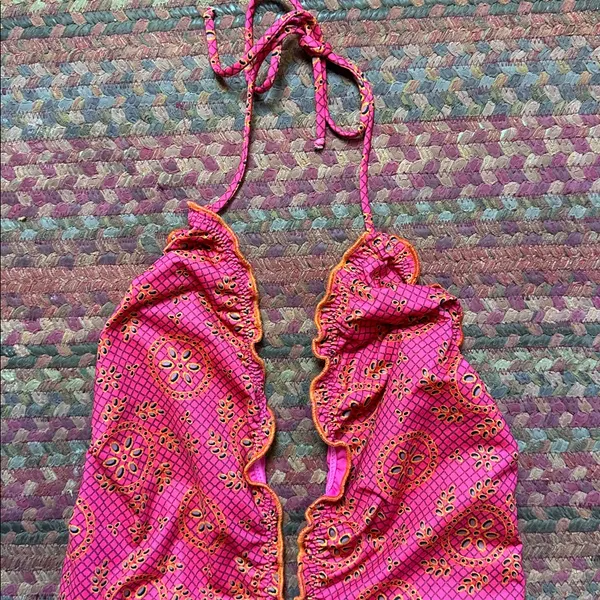 Nwot Mapale Pink Ruched High Cut Halter Cheeky One Piece Swimsuit - Image 2