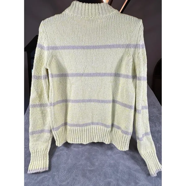 Faherty Striped Chunky Knit Cuddle Sweater XS‎ Yellow Bright Crew Butter So Soft - Image 3