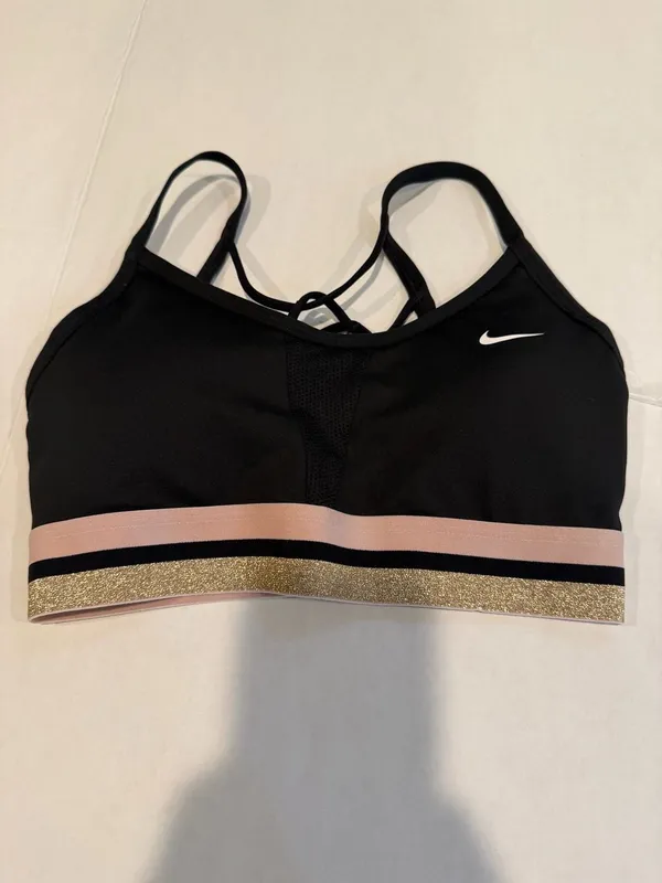 Nike Indy Icon Clash Light-Support Sports Bra with Metallic Gold and Pink Trim - Image 2