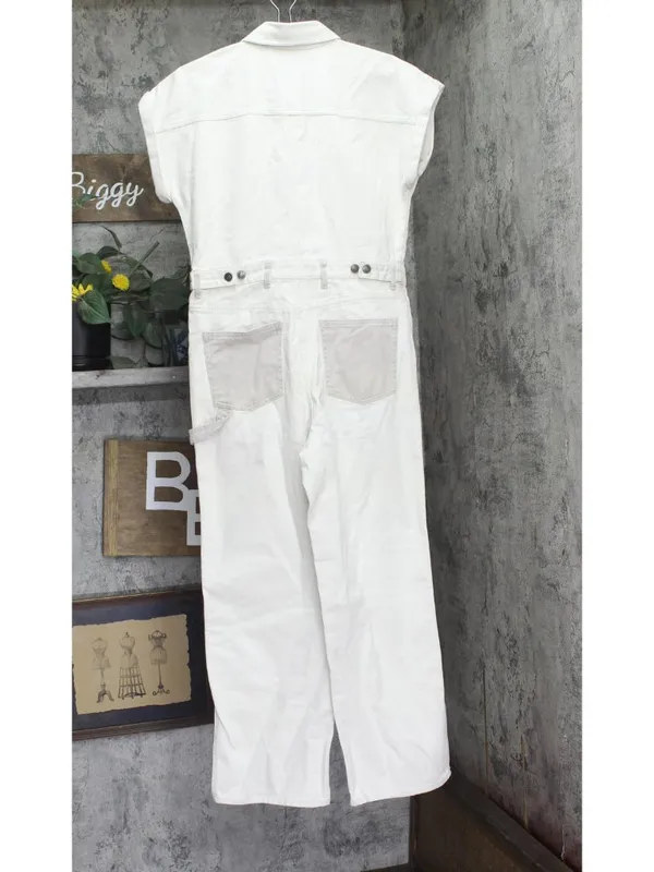 NWT Woolrich X TGT Sleeve Western Denim Jumpsuit 94611508 Cream Off White 4 - Image 3