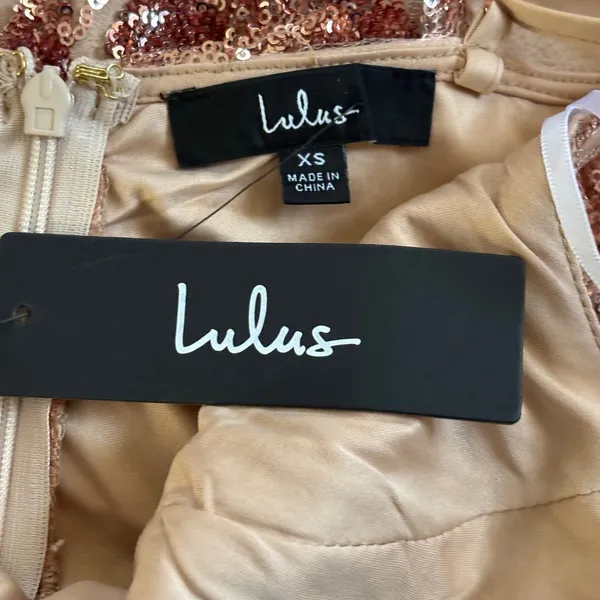 NWT Lulus Shine Language Rose Gold Sequin Mermaid Maxi Dress Sz‎ XS - Image 5